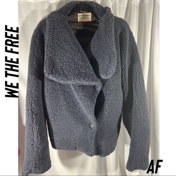 WE THE FREE IZZY TEDDY JACKET MIDNIGHT BLUE LARGE NEW NWT - Picture 8 of 8